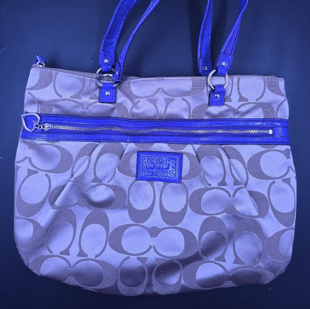 Coach Poppy Daisy Purple & Tan Large Purse